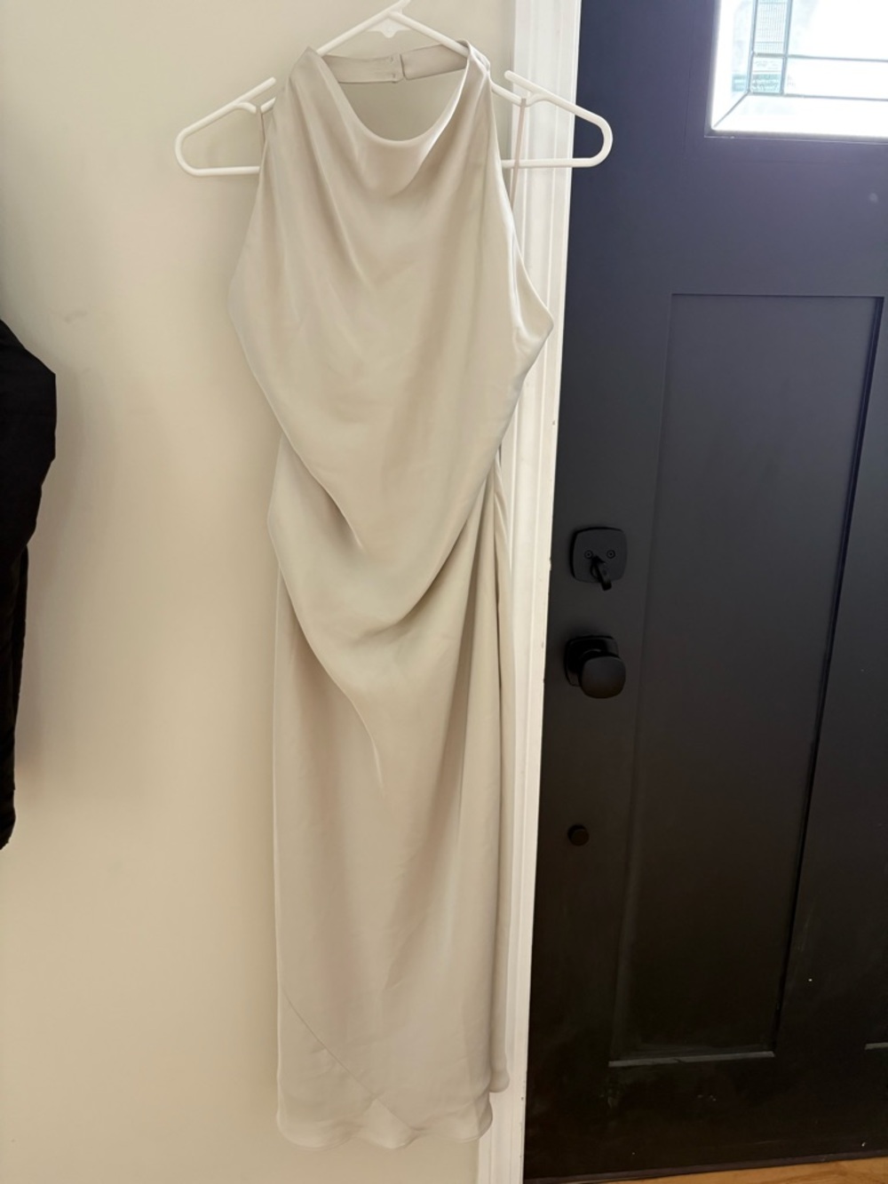Aritzia Cream Backless Draped Halter Dress